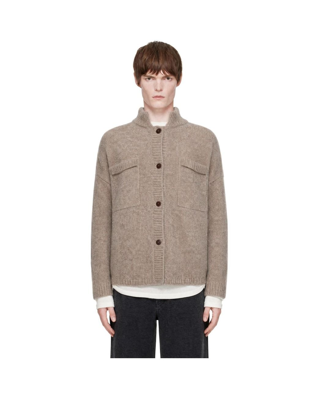 Cordera Gray Baby Alpaca Cardigan for men