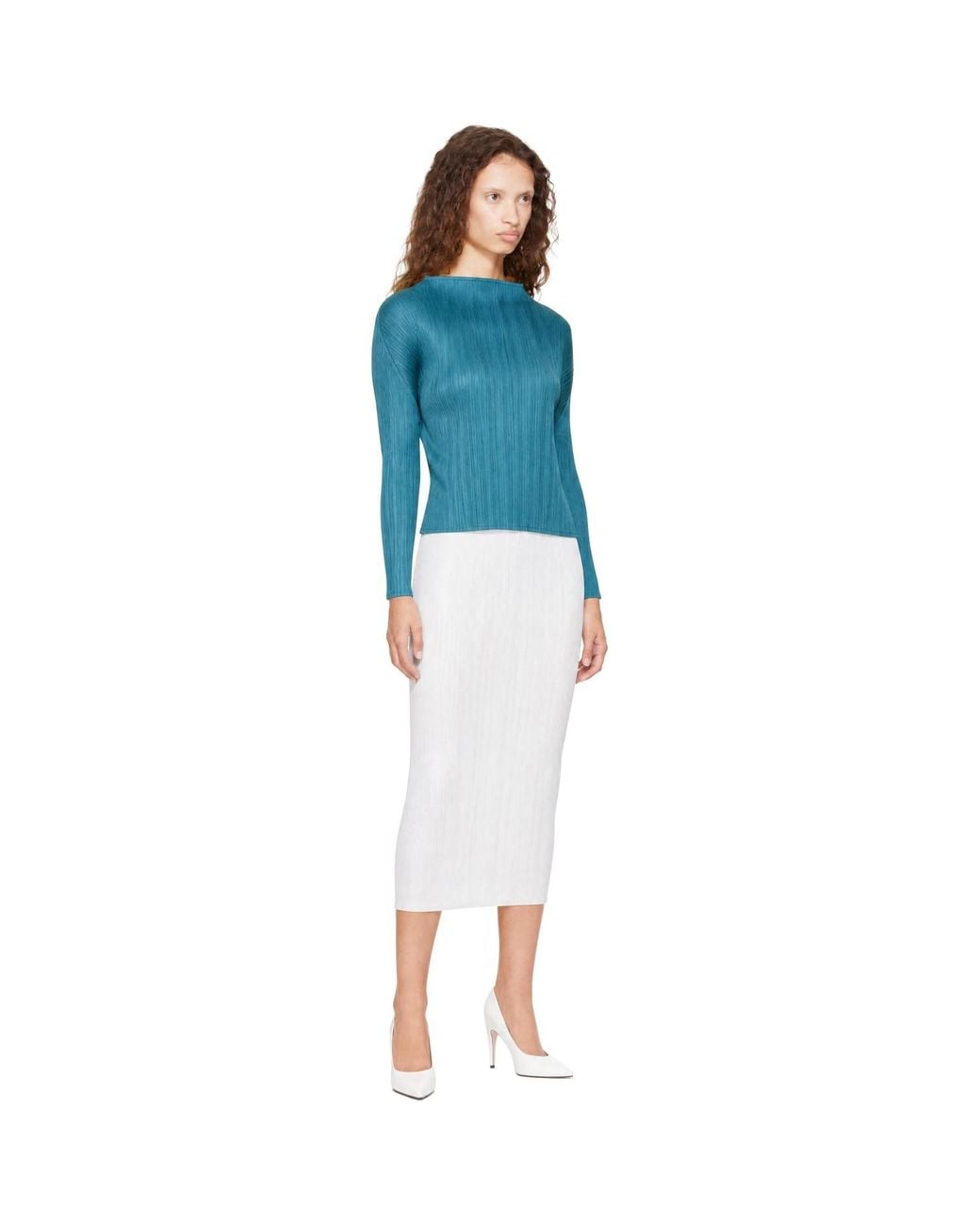 Pleats Please Issey Miyake Blue Monthly Colors October Turtleneck Top