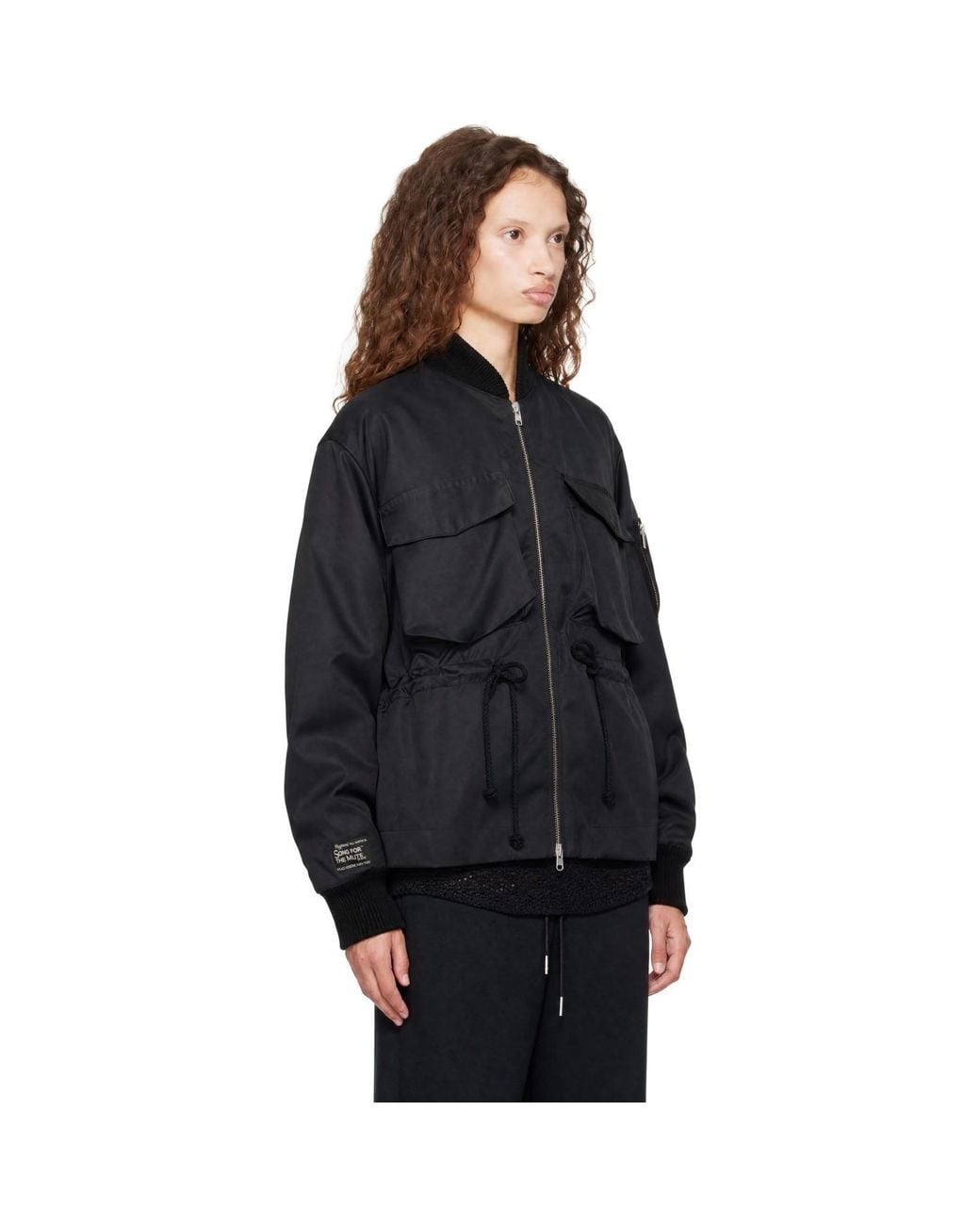 Song For The Mute Black Heavy Memory Satin Gathered Field Jacket