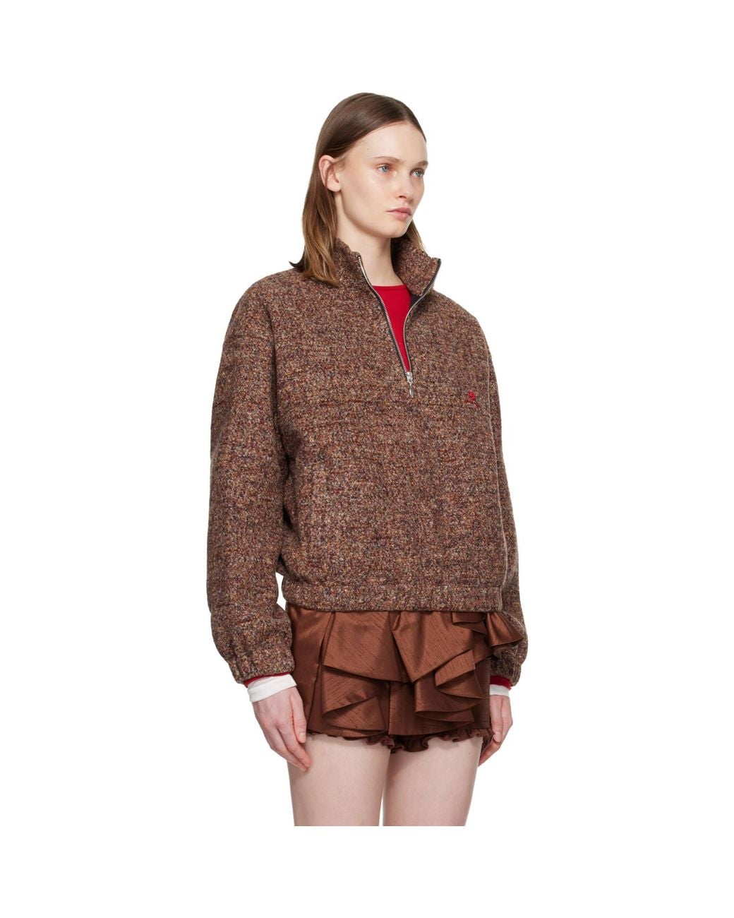 ShuShu/Tong Brown Stand Neck Pullover Sweater