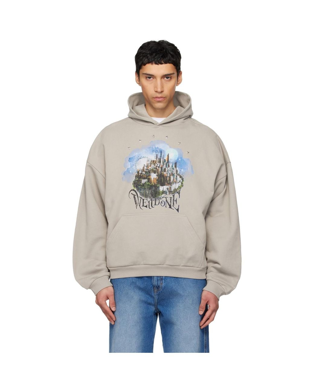 we11done Gray City Hoodie for men