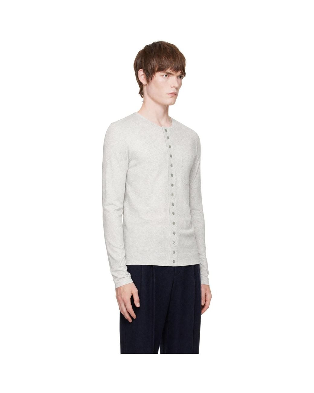 Dries Van Noten Gray Fitted Jersey Cardigan for men