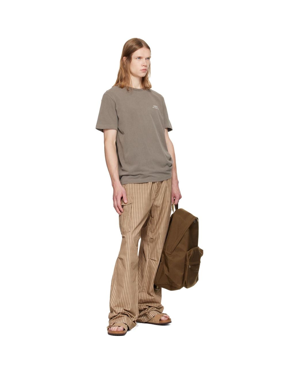 A.P.C. Brown Khaki Backstage Backpack for men