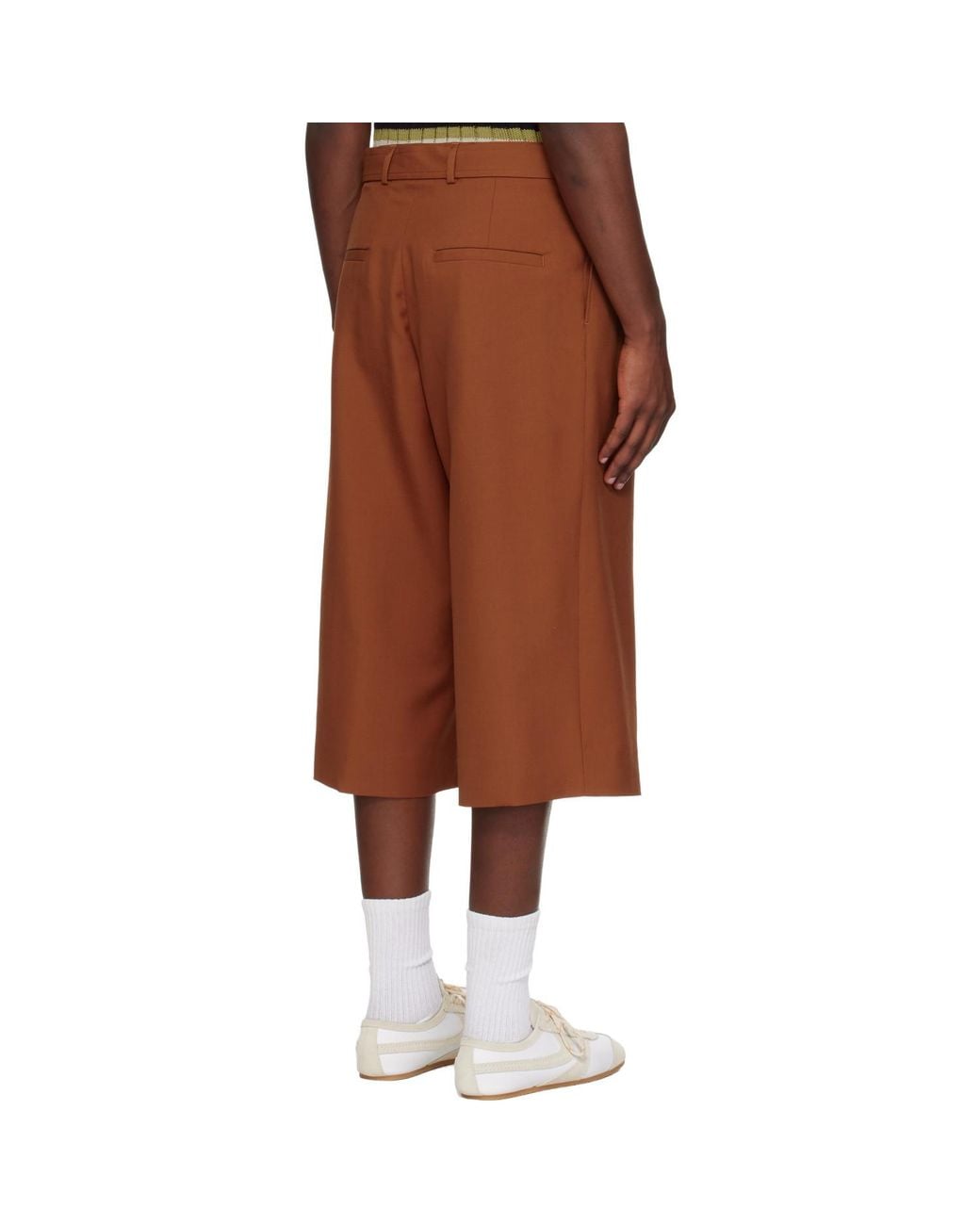 Dries Van Noten Brown Belted Wool Mohair Shorts for men