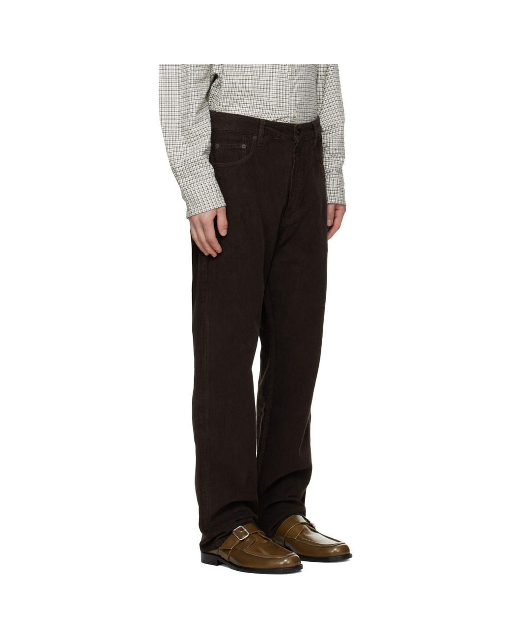 Studio Nicholson Black Riso Corduroy Straight Leg Trousers for men