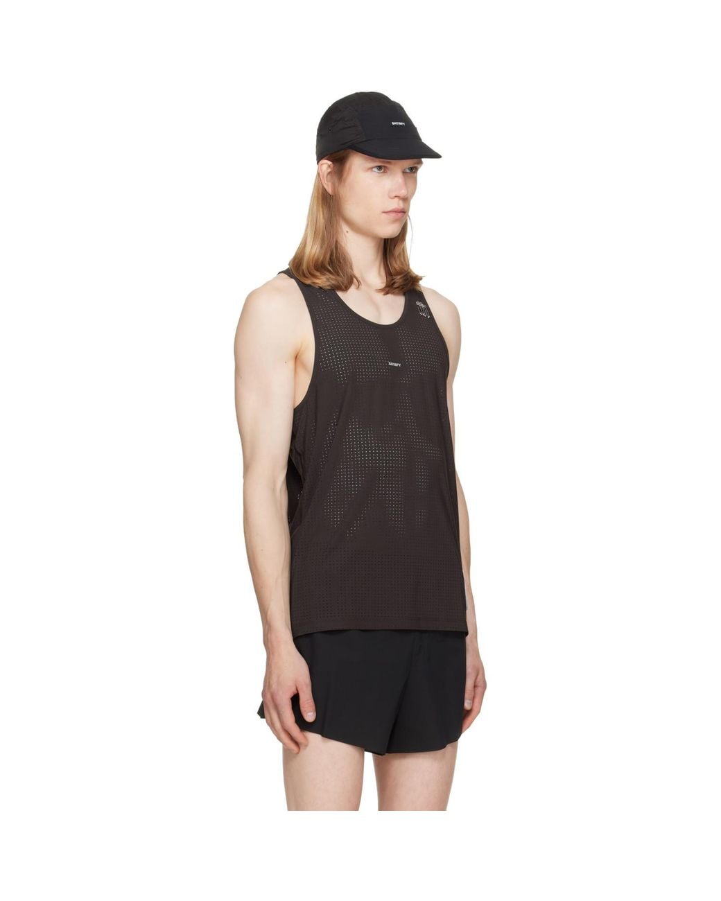 Satisfy Black Burgundy Space‑O Singlet Tank Top for men