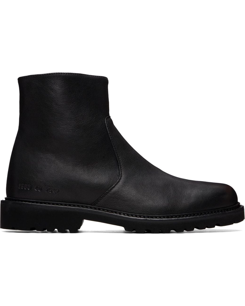 Common Projects Black Leather Piuma Zipper Boots for men