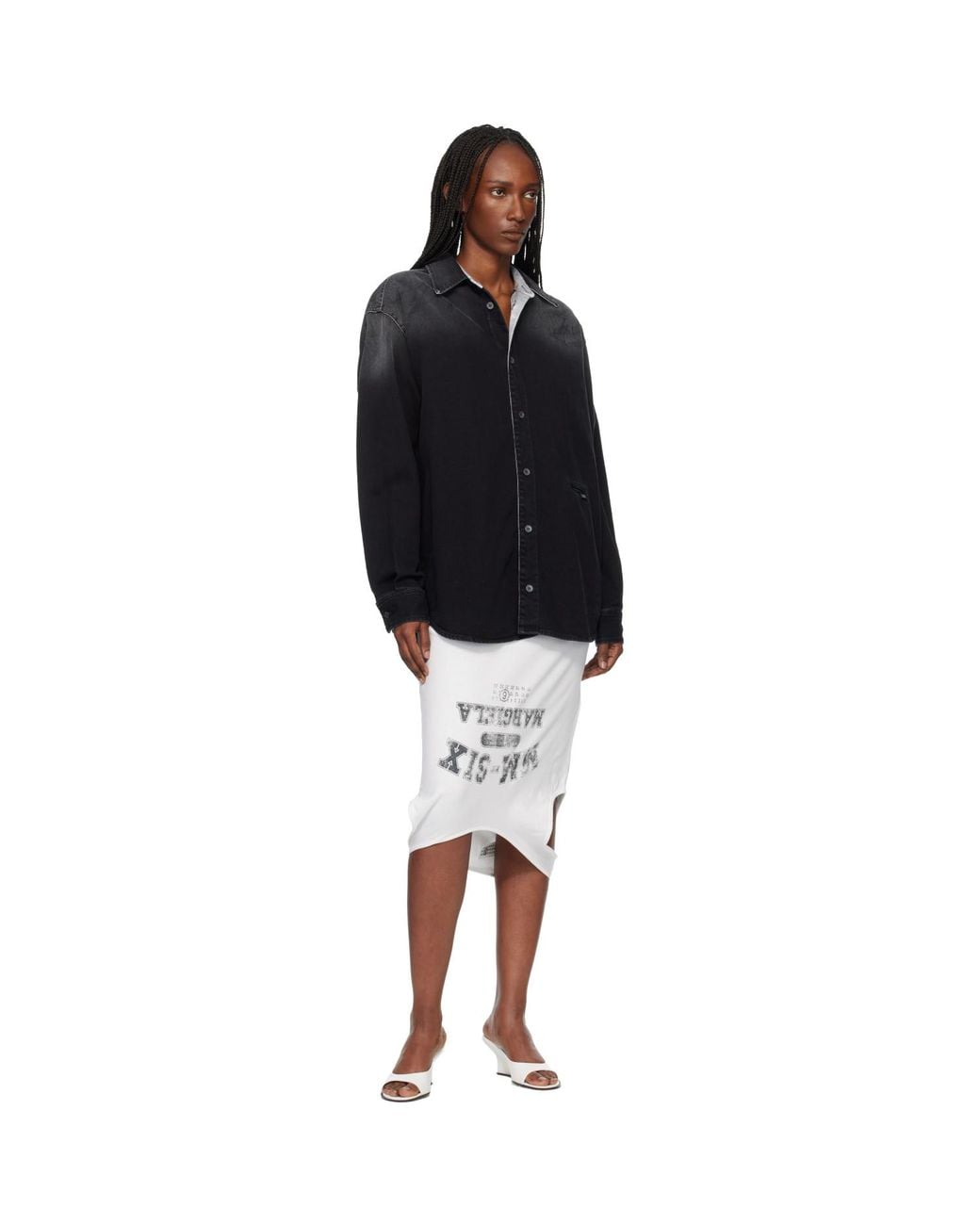 MM6 by Maison Margiela Black Long-Sleeved Denim Shirt