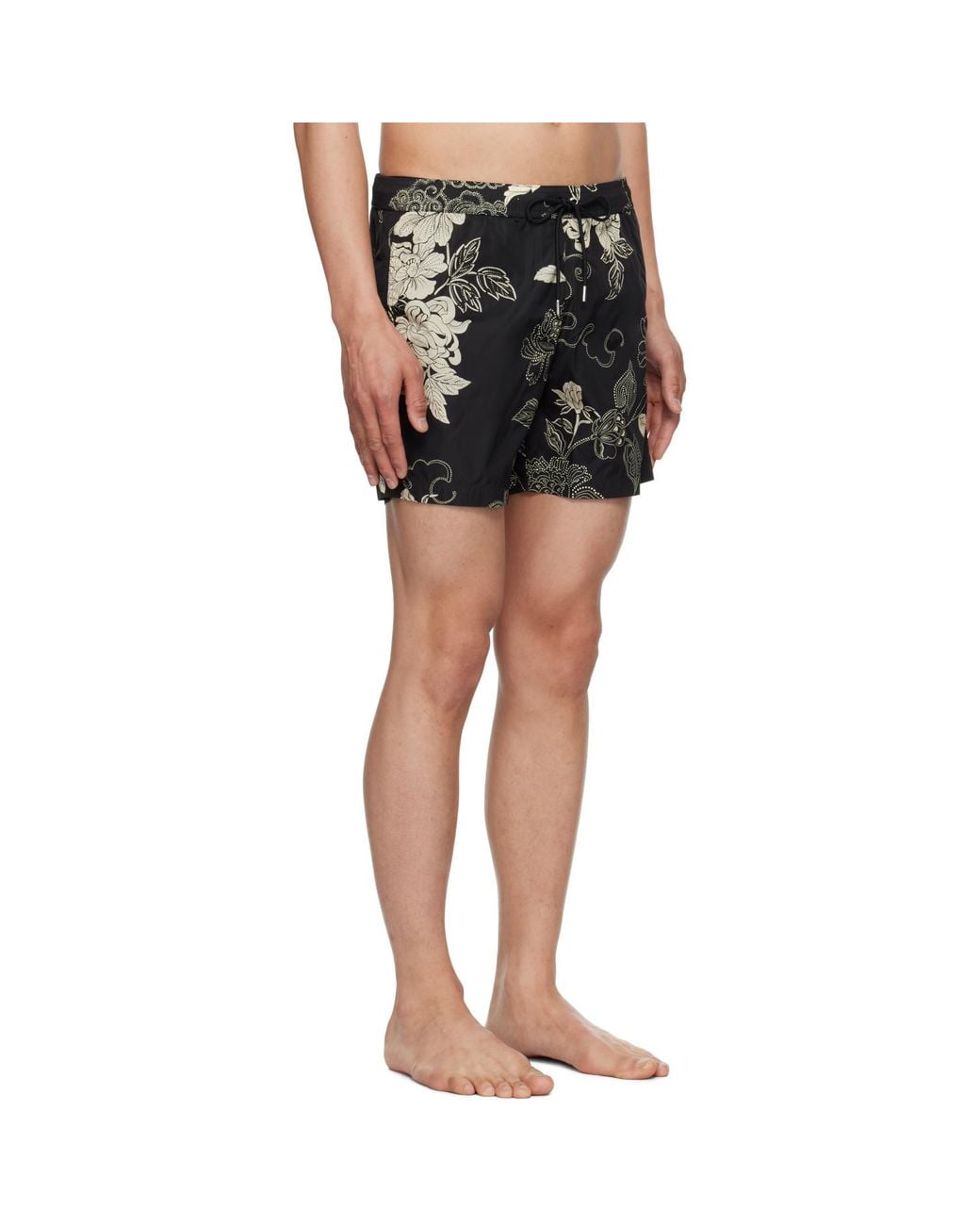 Moncler Black Floral Print Swim Shorts for men