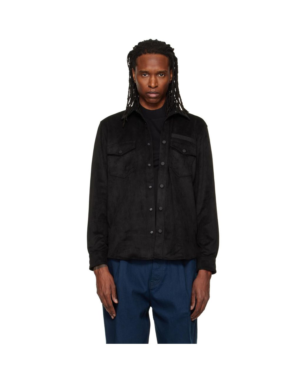 HUGO Black Oversized-Fit Embroidered Logo Shirt for men