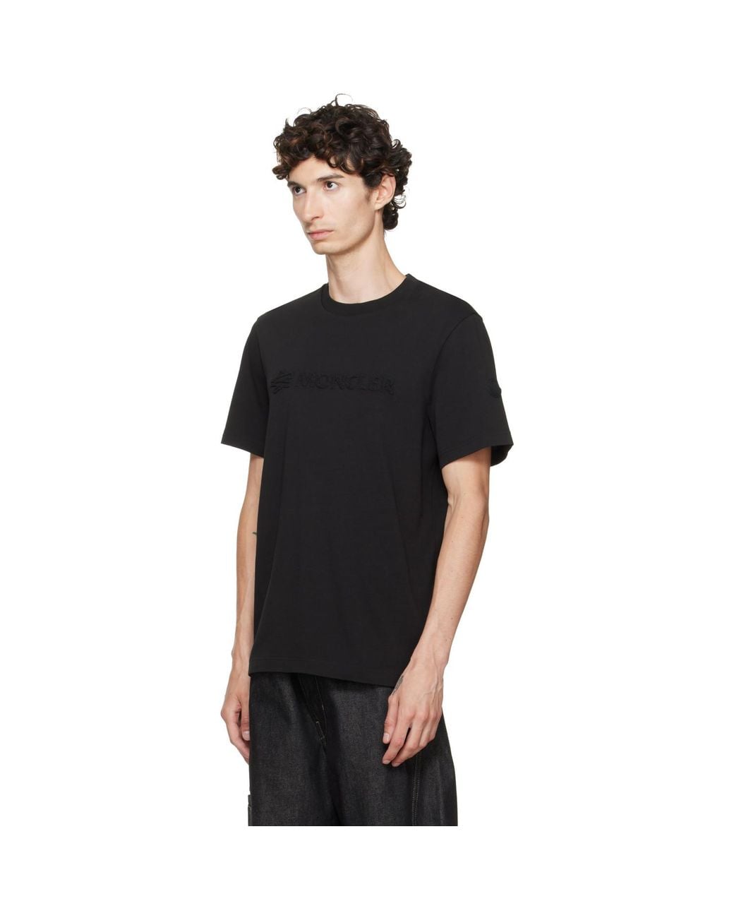 Moncler Black Logo Cotton T-Shirt for men