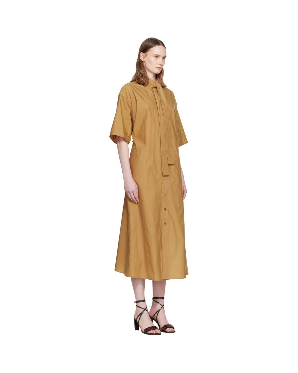 Lemaire Metallic Tan Reversible Tube Midi Dress