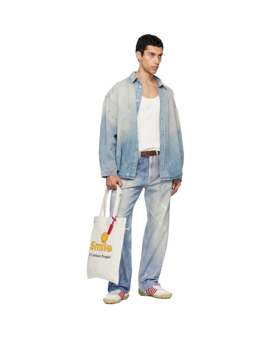 DSquared² Gray Off- Smiley Edition Shopping Tote for men