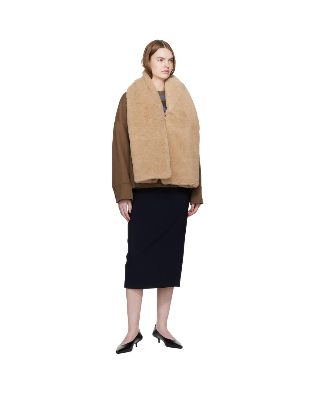 Max Mara Natural Alpaca & Cashmere Teddy Stole Scarf