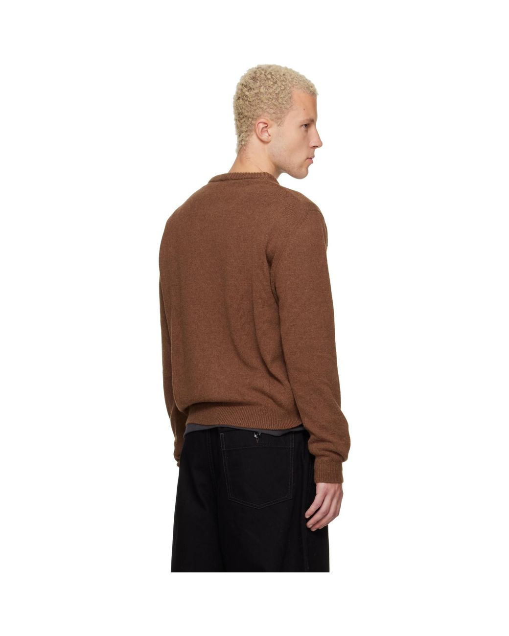 Lemaire Brown Crew-Neck Alpaca Wool Blend Sweater for men