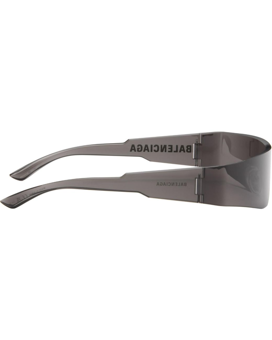Balenciaga Black Mono Rectangle Sunglasses for men