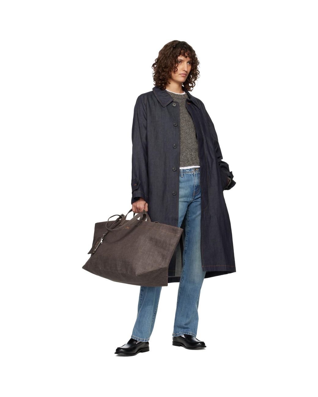A.P.C. Brown 'Le Drummer' Toile Tote