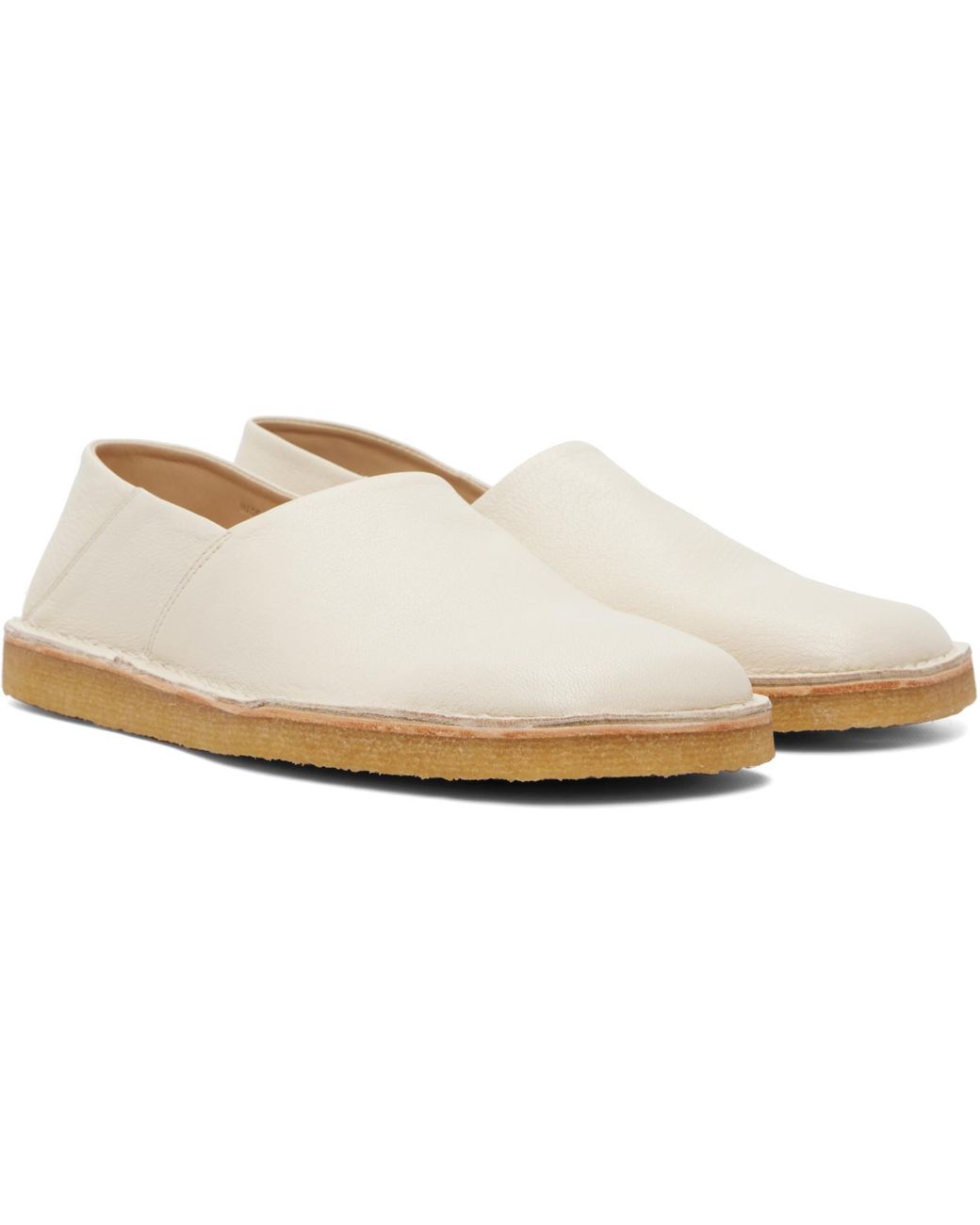 Lemaire White Off- Square Slip-On Loafers for men