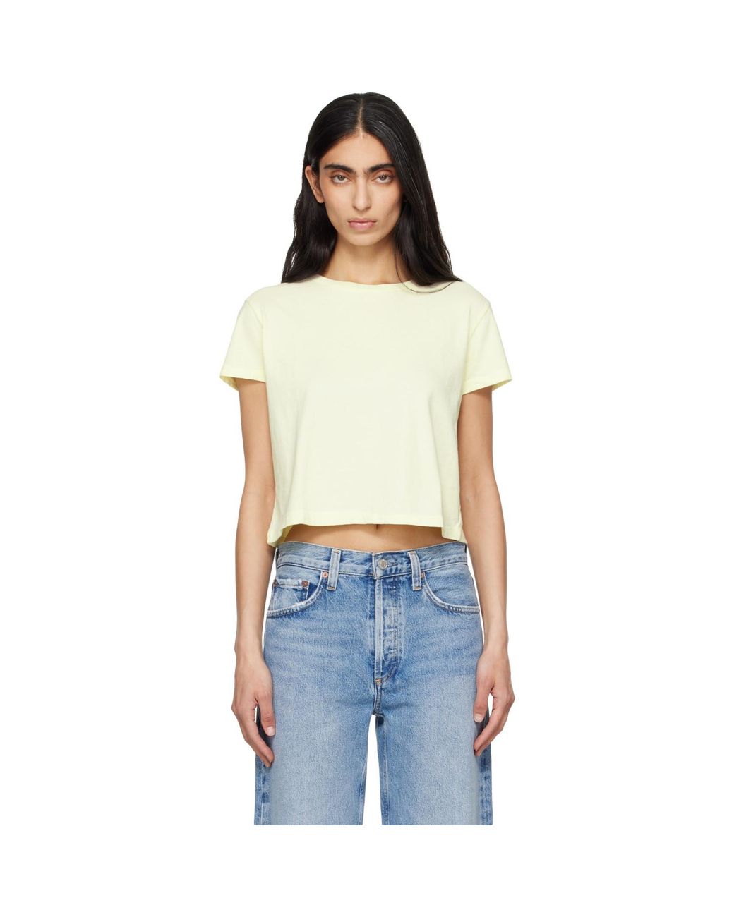 Agolde White Adine Shrunken T-Shirt