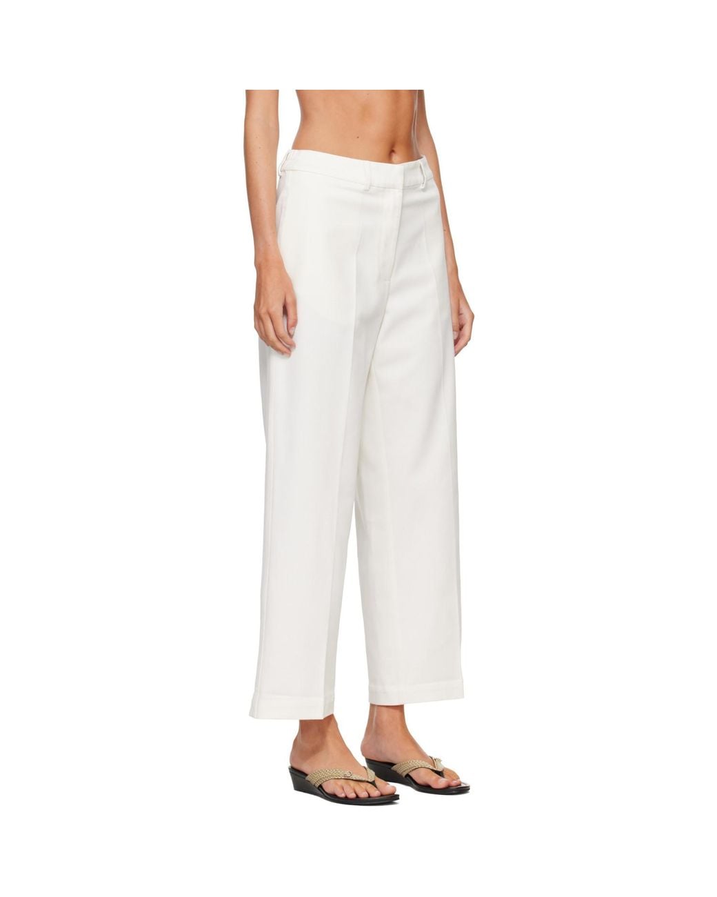 Cordera White Soft Cotton Straight Trousers