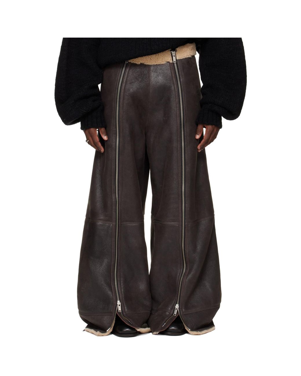 Lu'u Dan Black Ssense Exclusive Shearling Flight Pants for men