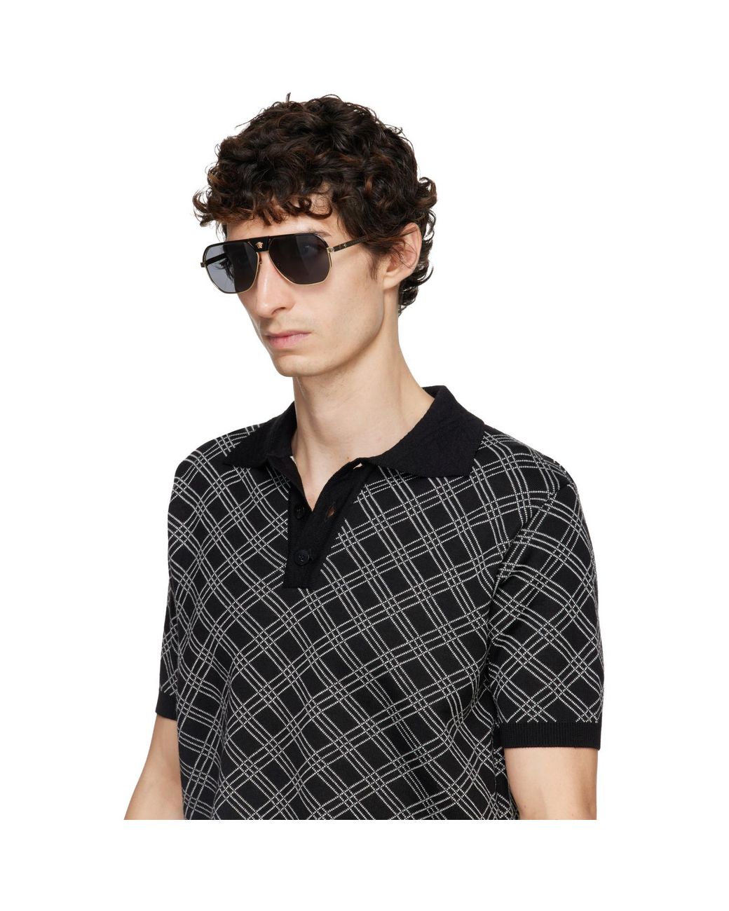 Versace Gray Medusa Navigator Sunglasses for men