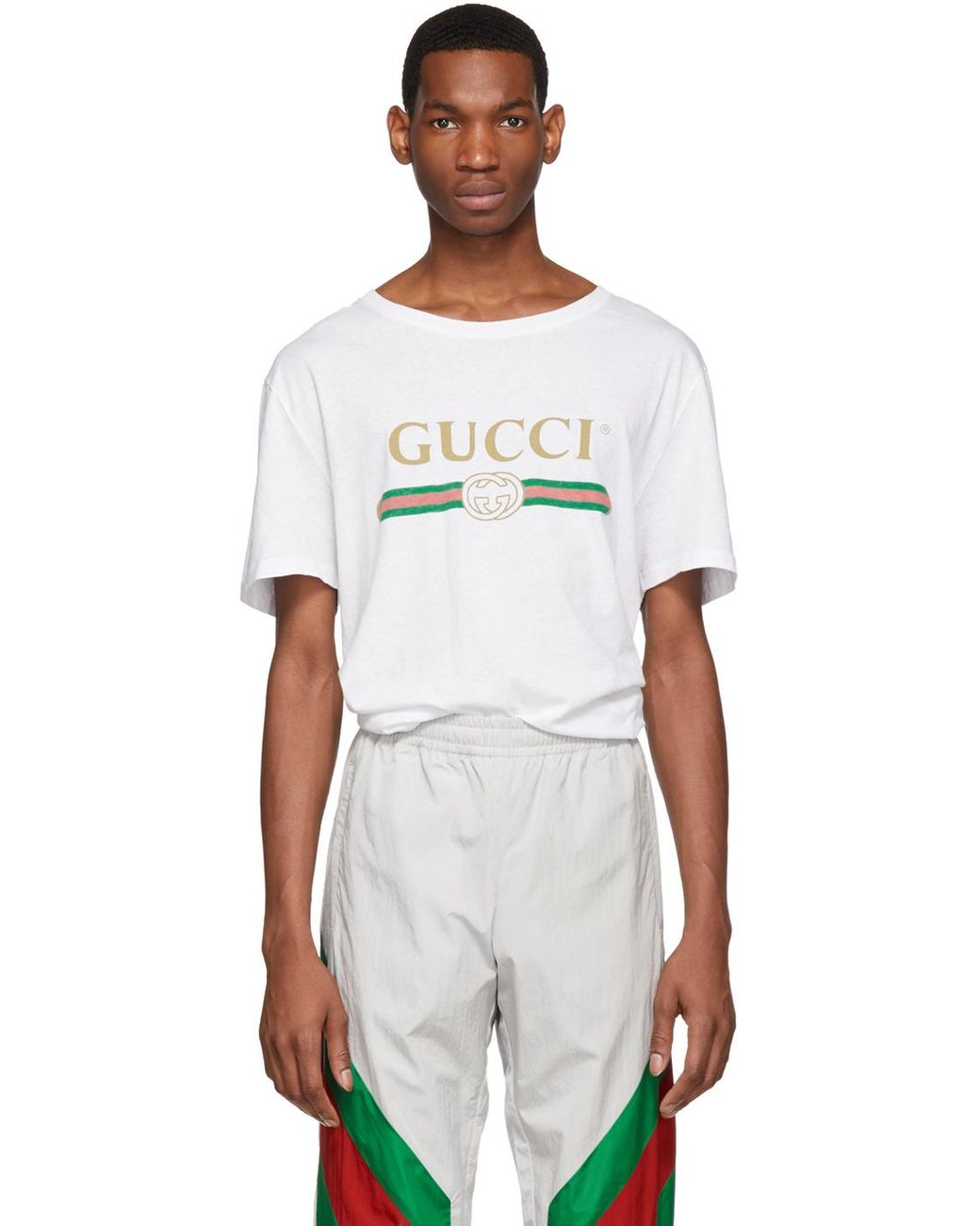 Gucci Cotton White Oversized Logo T-shirt for Men | Lyst