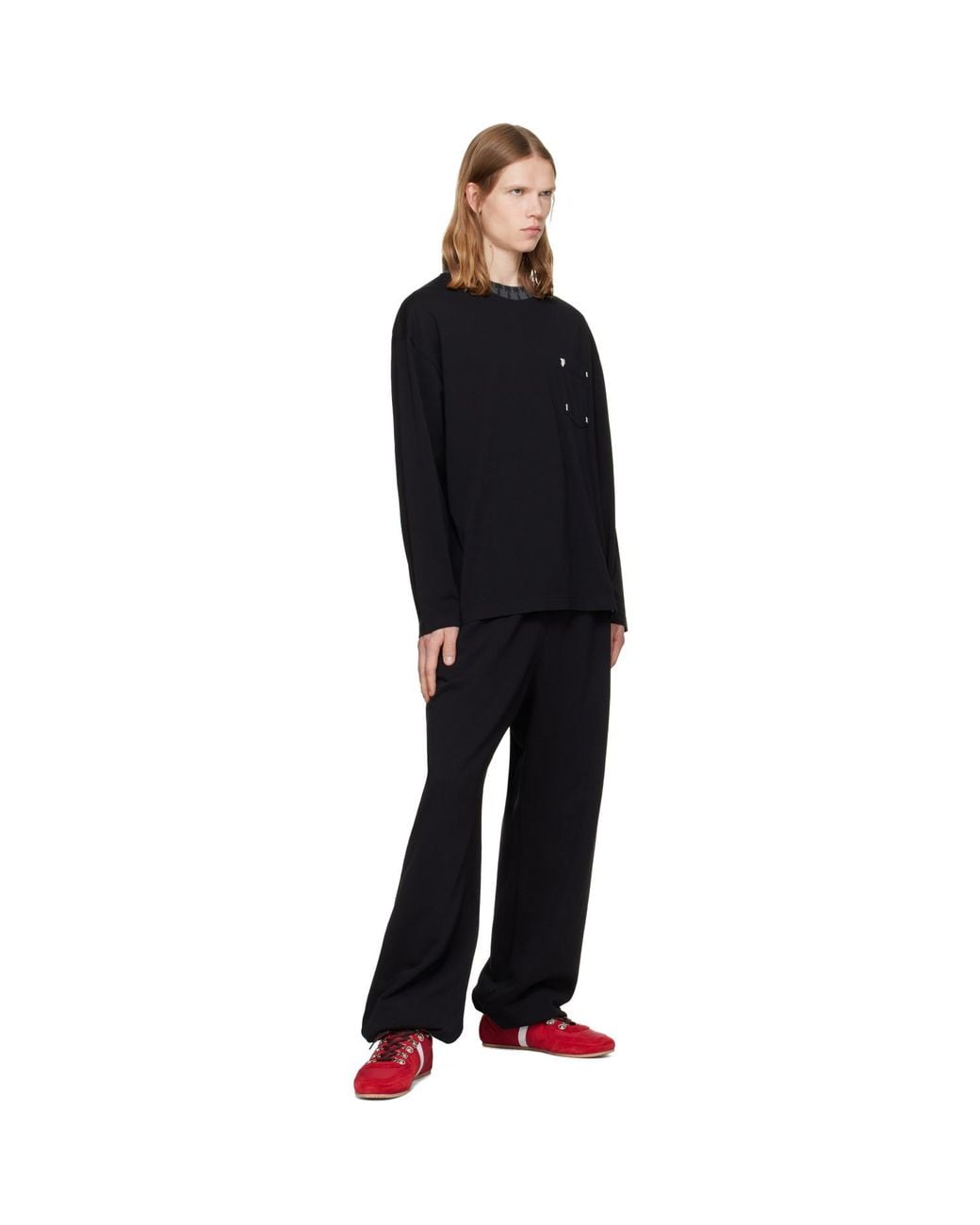 Palm Angels Black Palm Rib Long Sleeve T-Shirt for men