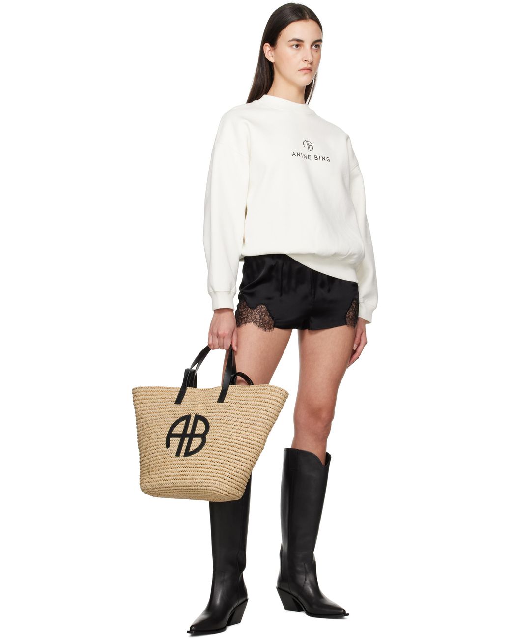【関税込み】ANINE BING ベージュ Palermo かごトート Anine Bing ベージュ Palermo かごトート メタリック | Lyst