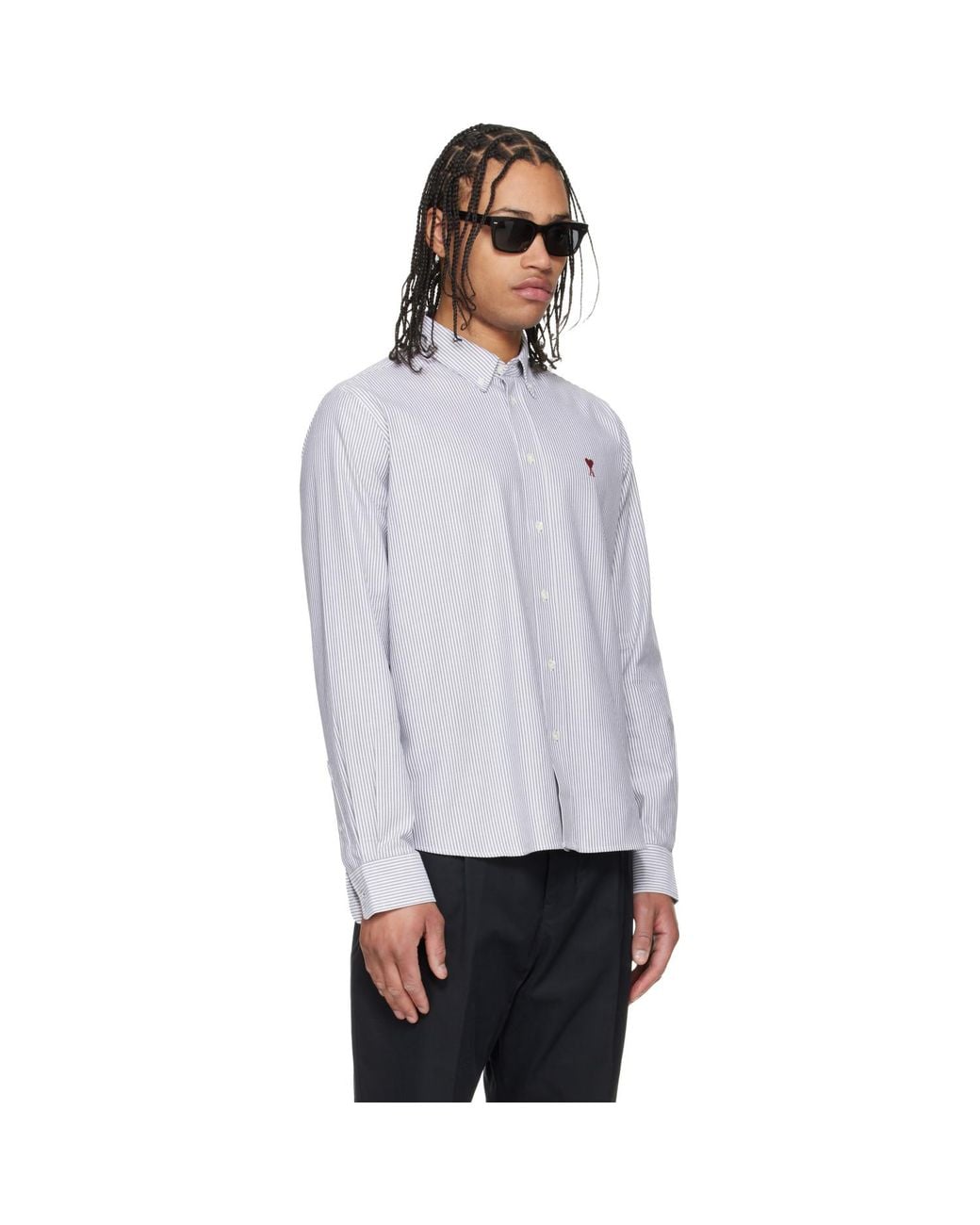 AMI Black Cotton Ami De Coeur Oxford Shirt for men