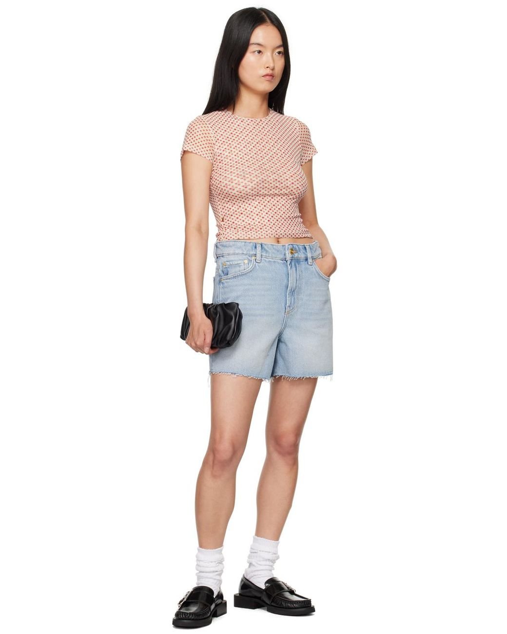 Ganni Heavy Denim Shorts in Blue | Lyst