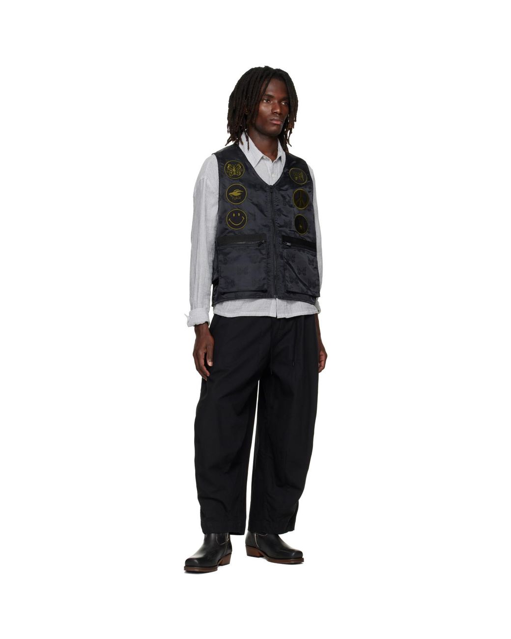Needles Black Papillon Jacquard Radio Vest for men
