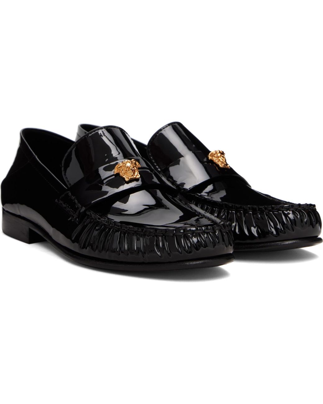 Versace Black Calf Leather Loafers