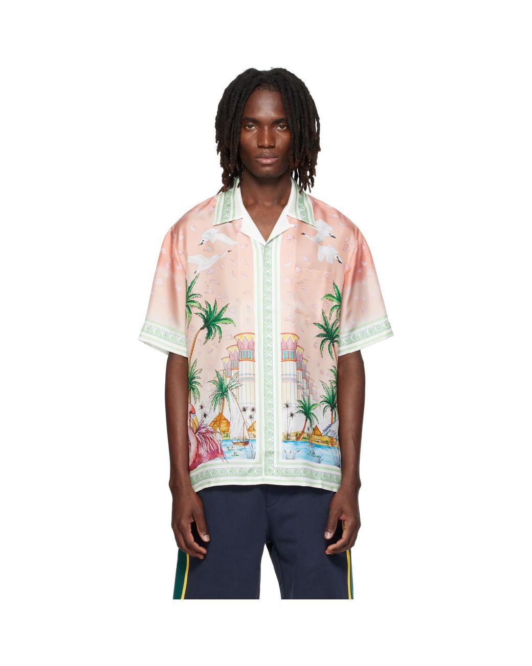 Casablanca Red Ethereal Short Sleeve Silk Shirt for men