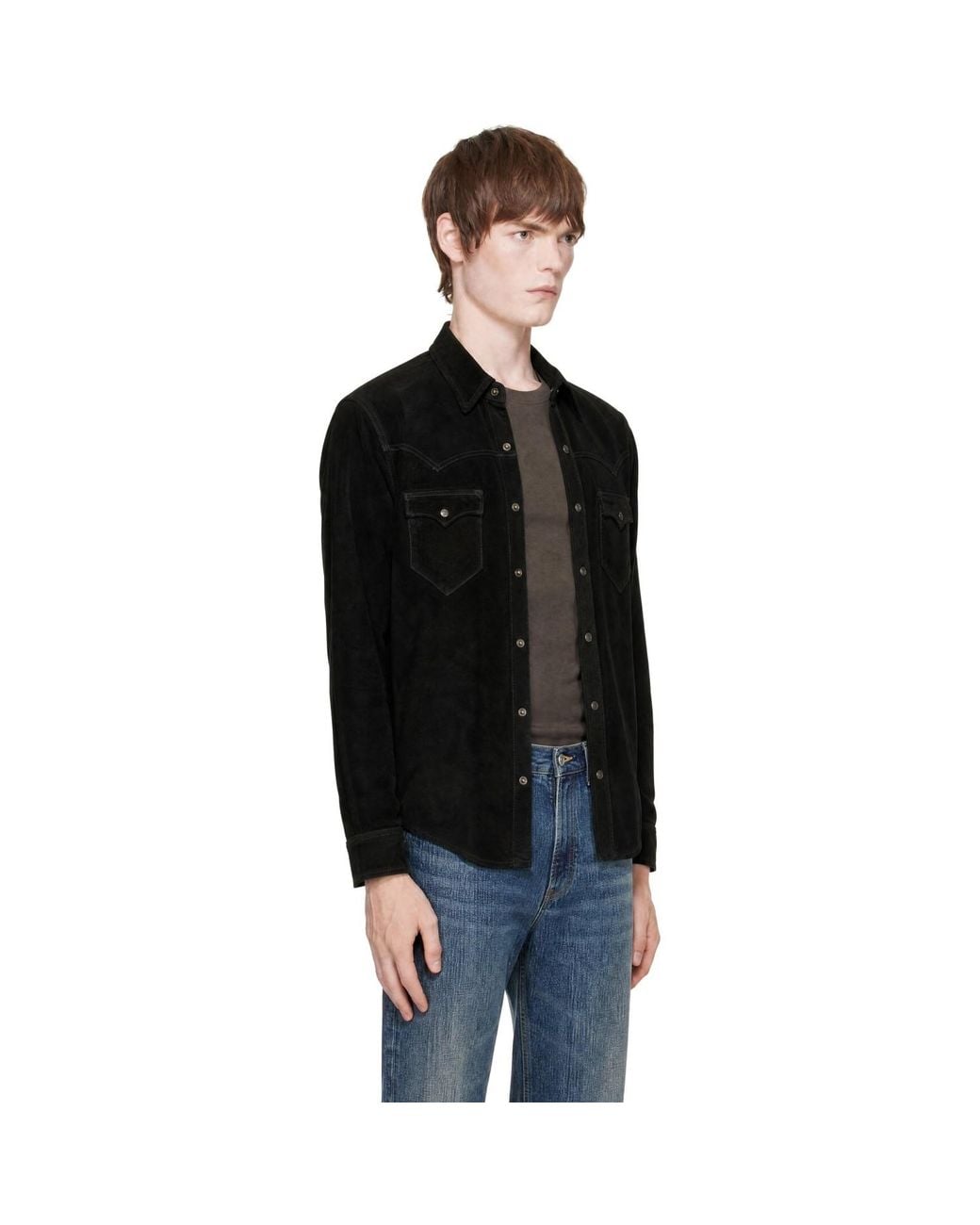 RRL Black Suede Western Jacket for men