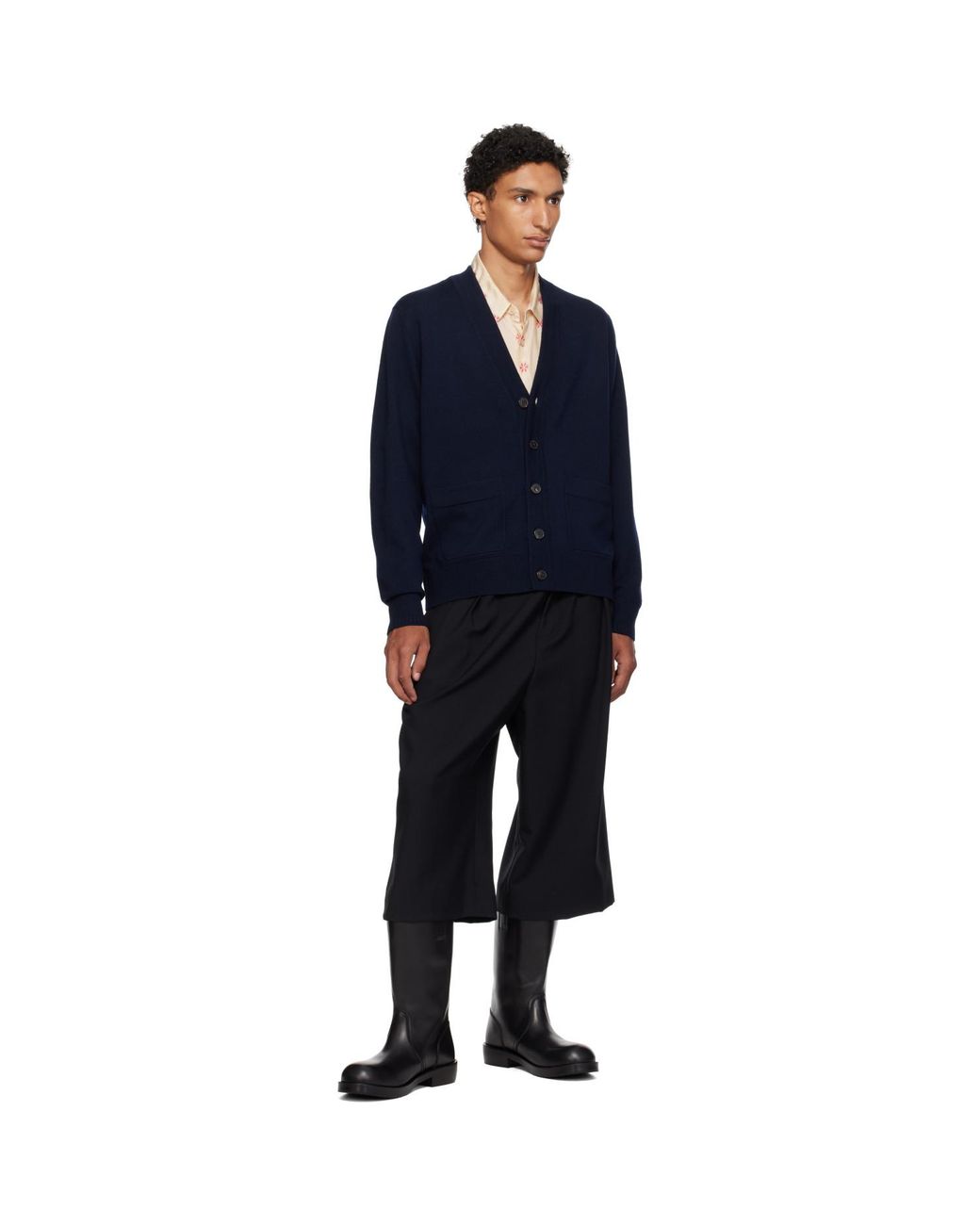 Dries Van Noten Black Leather Biker Boots for men