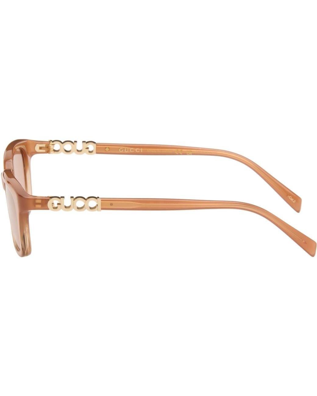 Gucci Brown Rectangular-Frame Sunglasses