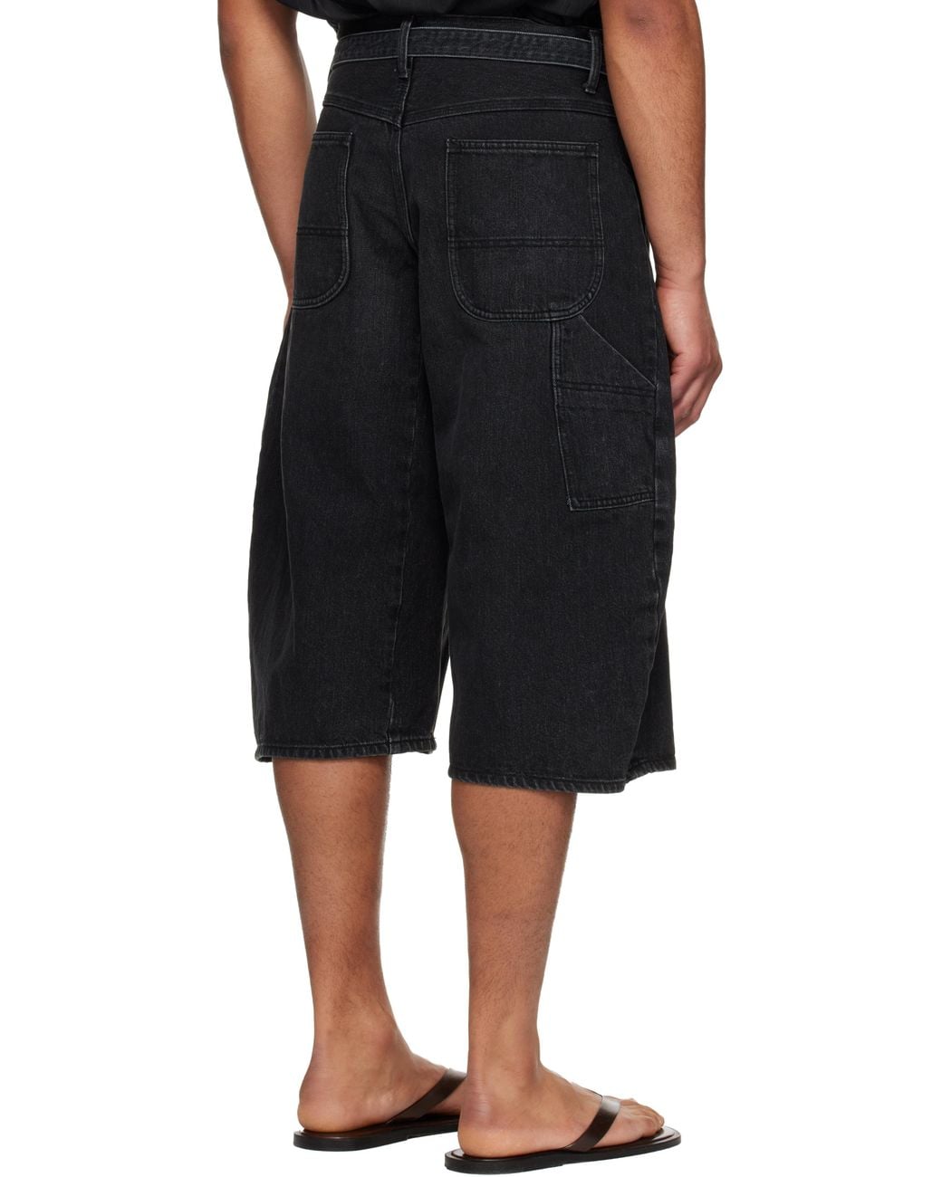 Sacai Black Faded Denim Shorts for men