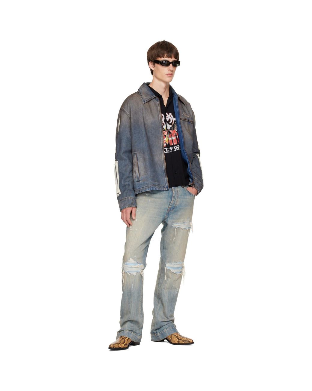 Amiri Brown Python Embossed Ryder Boots for men