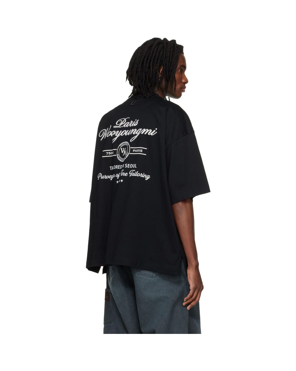 Wooyoungmi Black Lettering Graphic T-Shirt for men