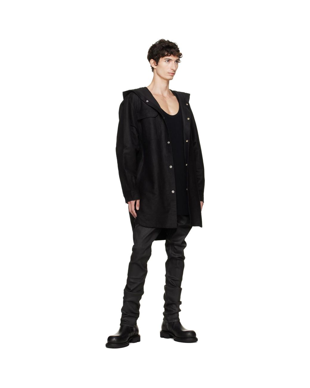Rick Owens Black Tower Hooded Outershirt for men