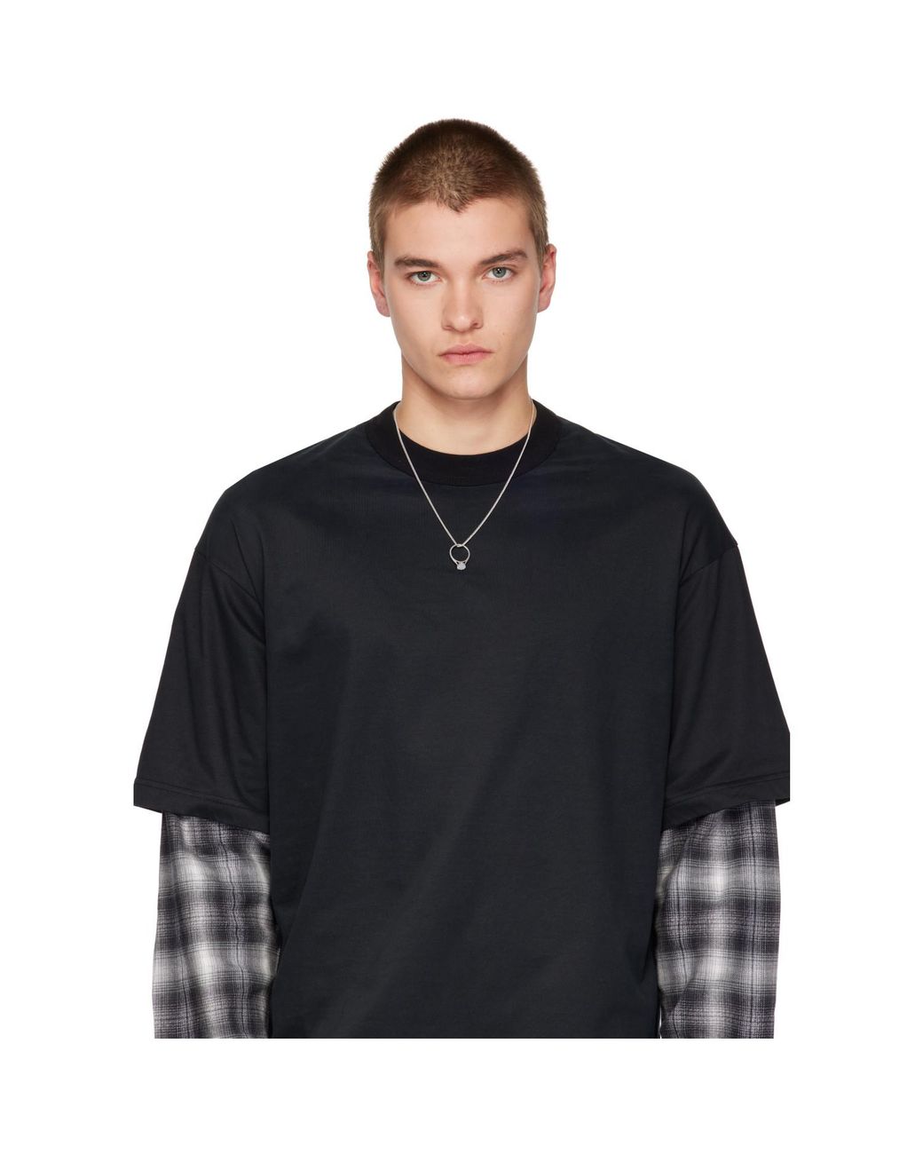 Maison Margiela Metallic Antiqued Wax Solitaire Necklace for men