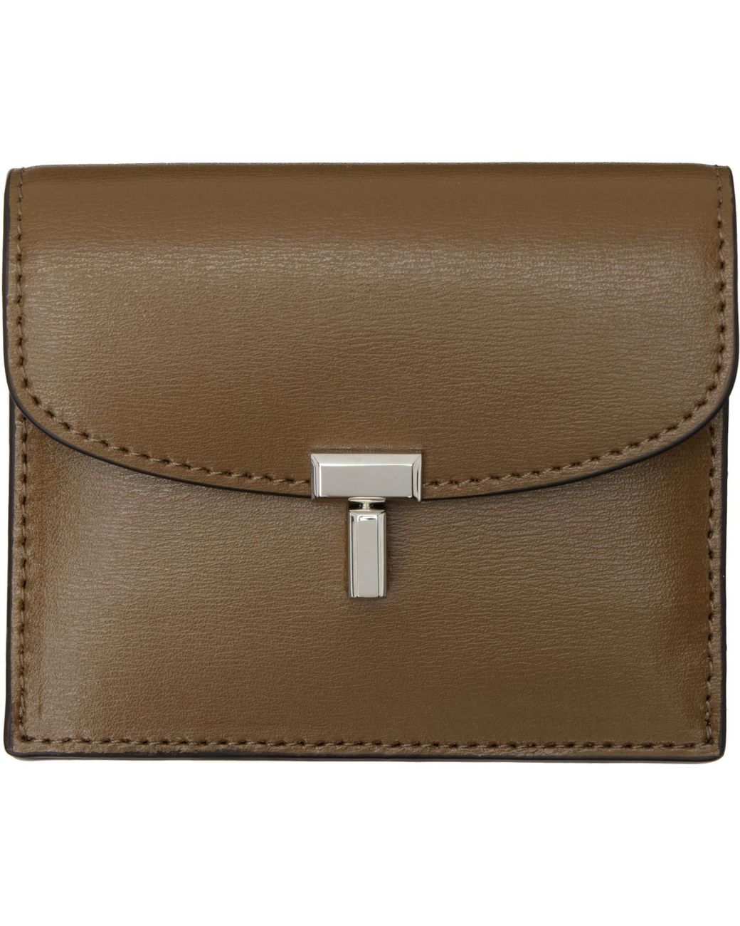 Totême Green T-Lock Leather Card Holder