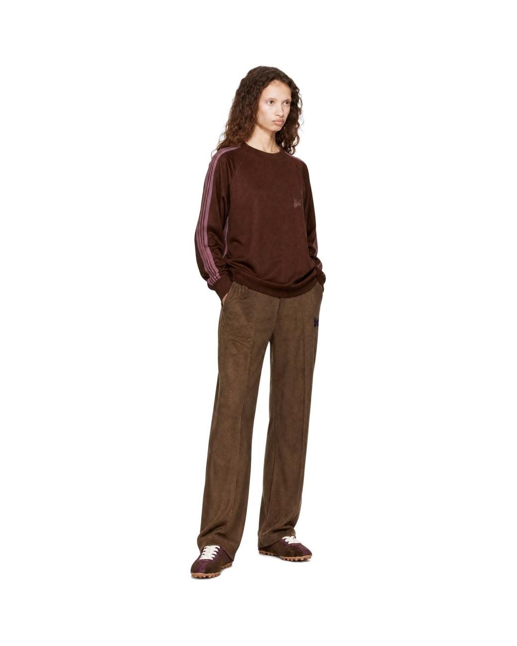 Needles Brown Crewneck Track Sweatshirt