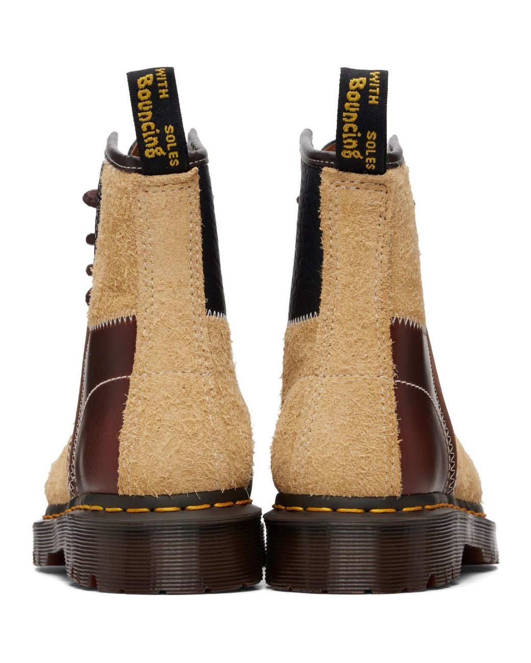 Dr. Martens Brown 1460 Patchwork 8 Eye Lace Up Boots for men