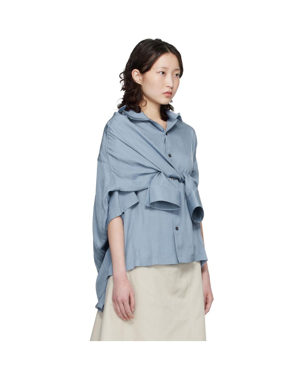 Maison Mihara Yasuhiro Blue Shawl Layered Shirt
