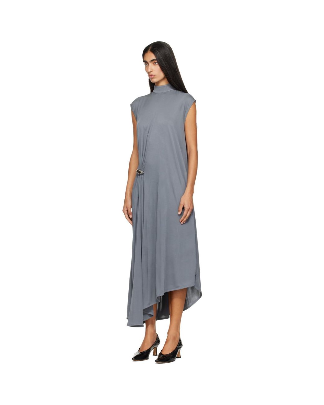 Bottega Veneta Blue Crepe Viscose Jersey Maxi Dress