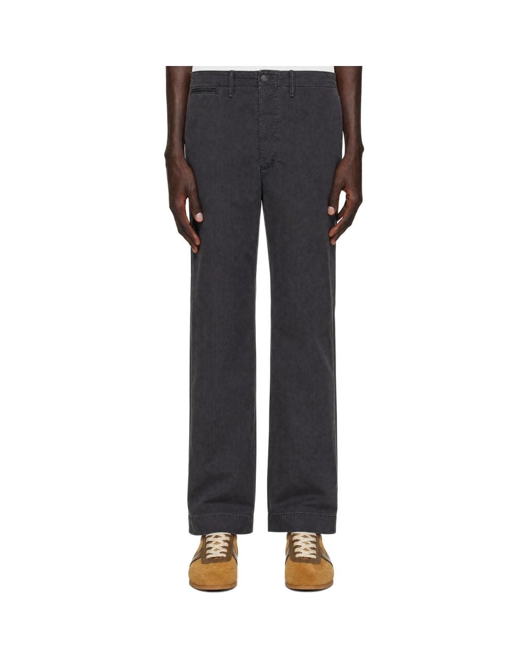RRL Black Herringbone Cotton Trousers for men