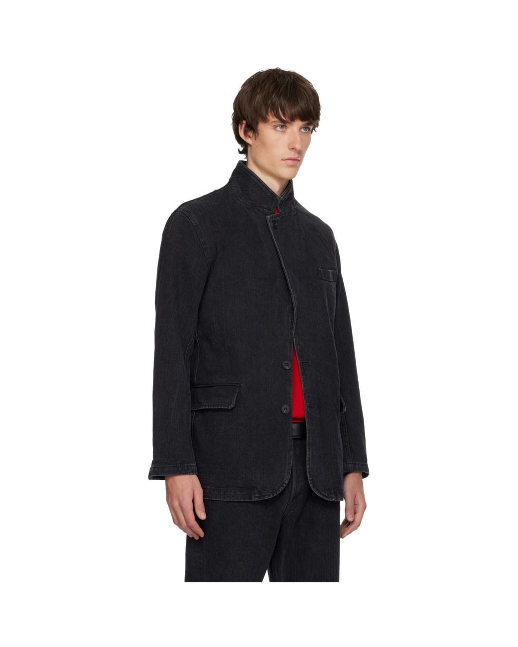 Sir Black Washed Denim Blazer for men