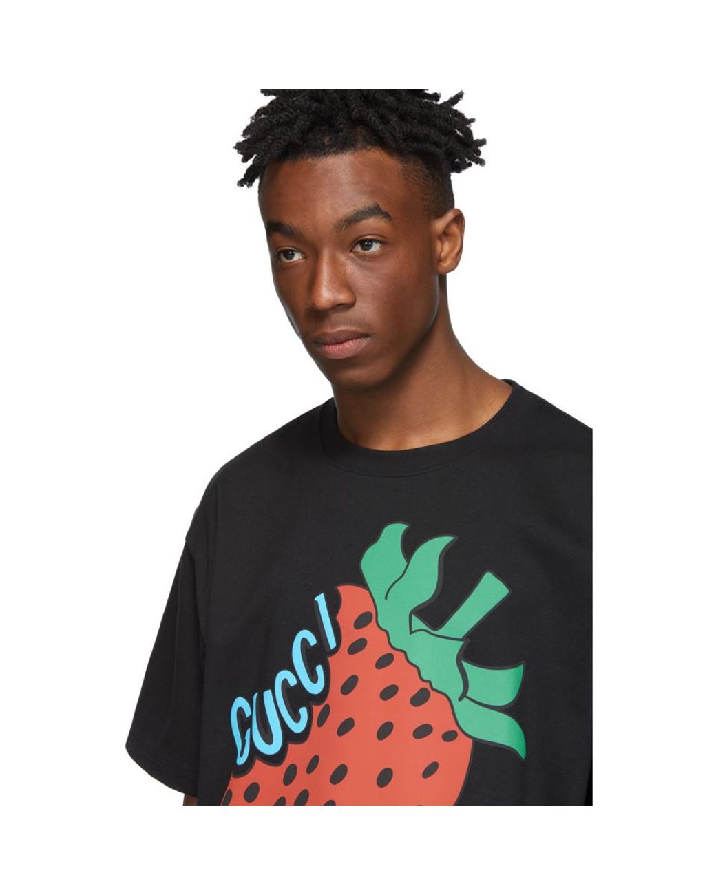 Gucci Cotton Black Strawberry T-shirt 